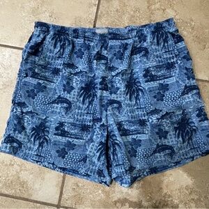 Men's Columbia Blue Tropical Print Swim Shorts XL